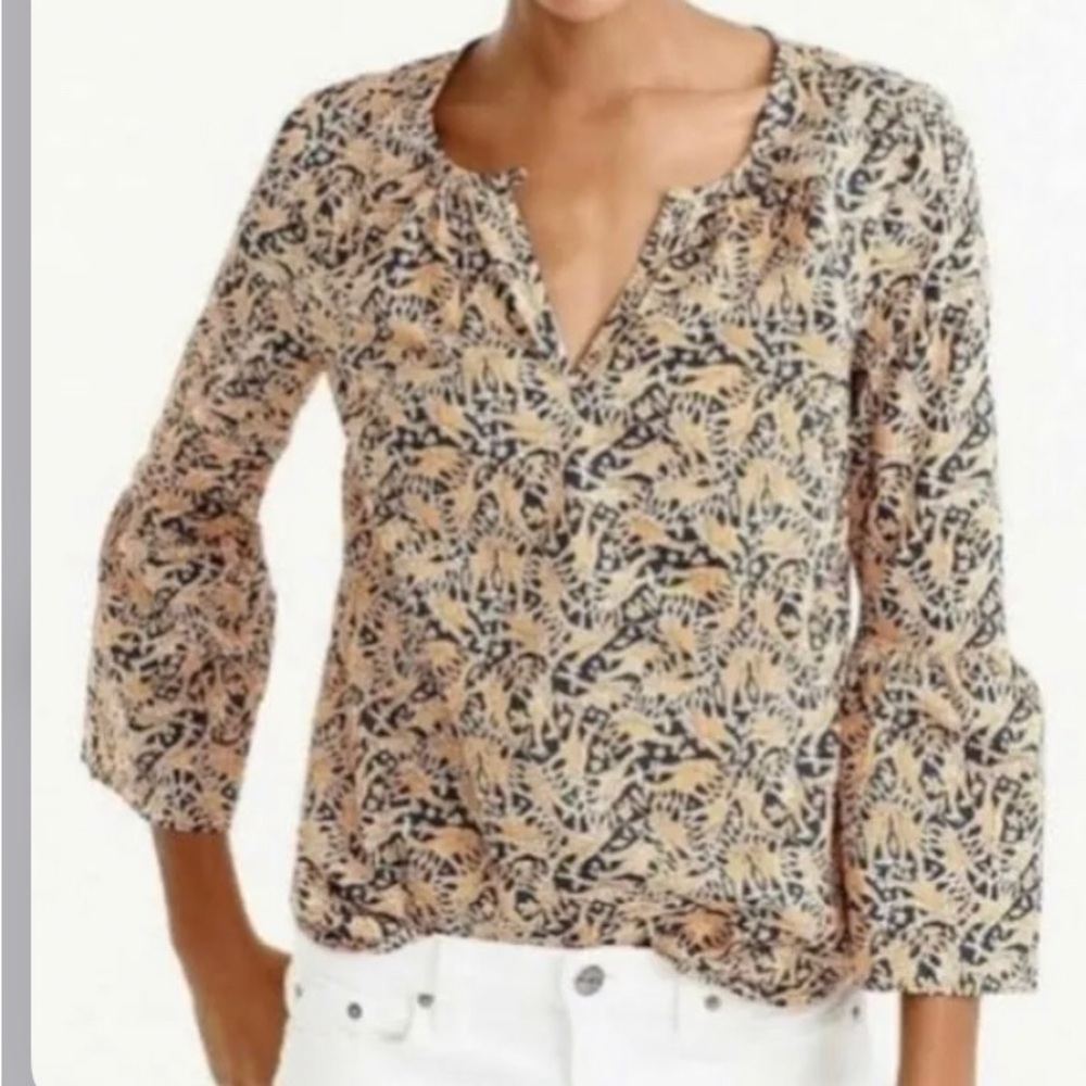 J. Crew Drake's London Giraffe Print 100% Cotton Lightweight Shirt Top Size 12